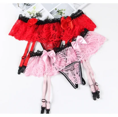 Skirted Sheer Lace Garter Thong - Image 11