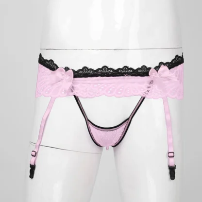 Skirted Sheer Lace Garter Thong - Image 8