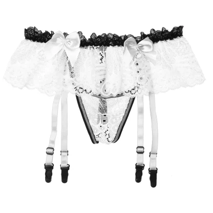 Skirted Sheer Lace Garter Thong - Image 2
