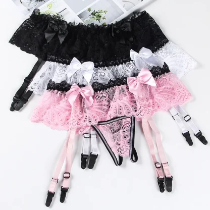 Skirted Sheer Lace Garter Thong - Image 13