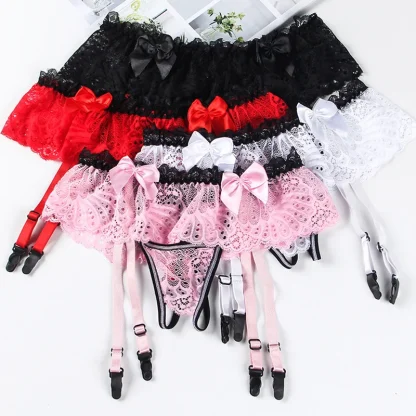 Skirted Sheer Lace Garter Thong - Image 12